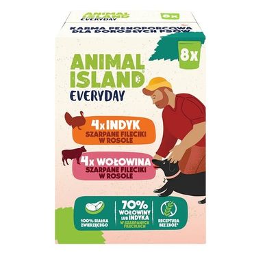 Animal Island, indyk i wołowina, karma mokra dla psa, 150g, 8 szt.