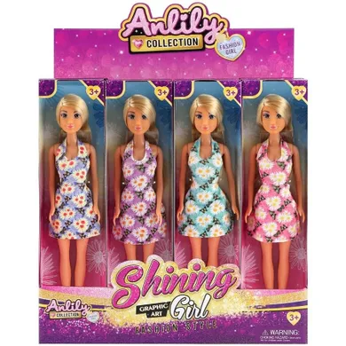 Anlily, lalka w sukience kwiaty, 1 szt.