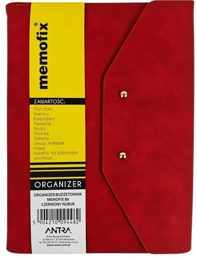 Antra, Memofix, organizer B6, nubuk czerwony