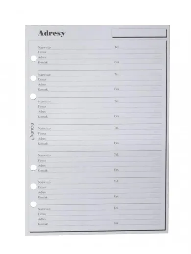 Antra, wkład do organizera A5, adresy