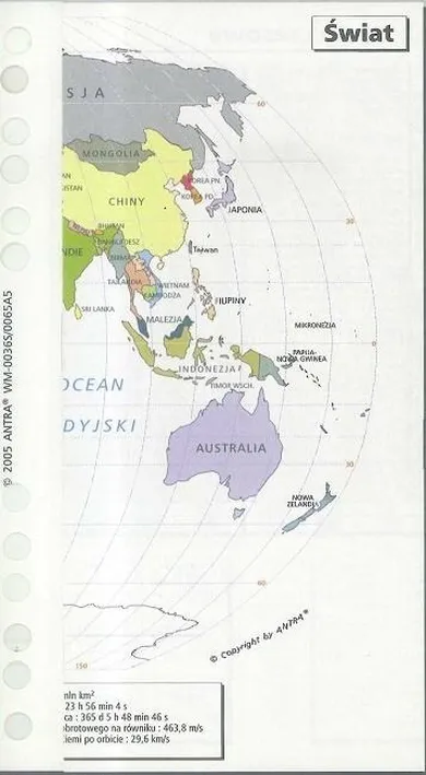 Antra, wkład do organizera A5, mapa świata