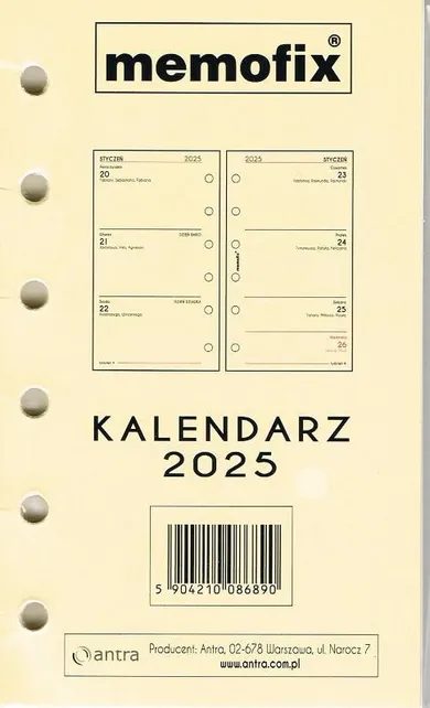 Antra, wkład kalendarzowy, A6, 2025