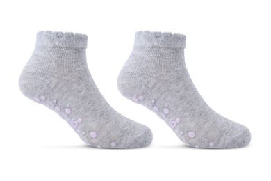 Antypoślizgowe skarpetki dziewczęce, stopki, jasnoszare, Be Snazzy