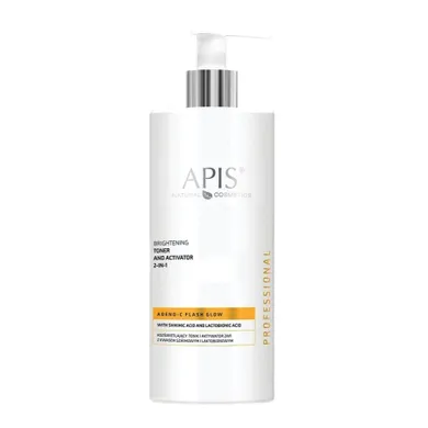 APIS, Adeno-C Flash Glow, rozświetlający tonik i aktywator 2w1 z kwasem szikimowym i laktobionowym, 500 ml