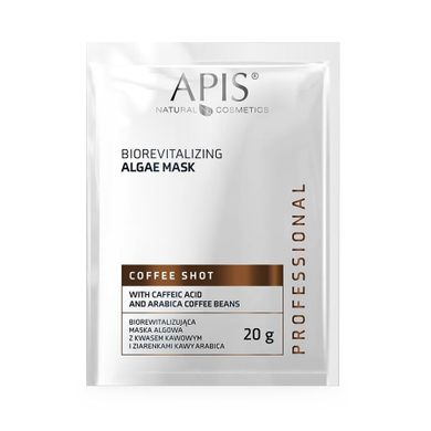 Apis, Coffee Shot, biorewitalizująca maska algowa z kwasem kawowym i ziarenkami kawy arabica, 20g