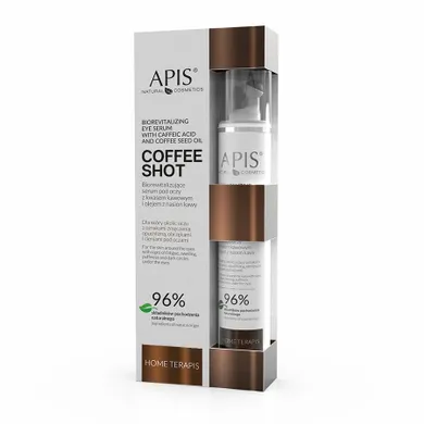 APIS, Coffee Shot, biorewitalizujące serum pod oczy z kwasem kawowym i olejem z nasion kawy, 10 ml