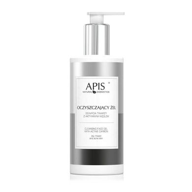 APIS, Oczyszczający żel do mycia twarzy z aktywnym węglem, 300 ml