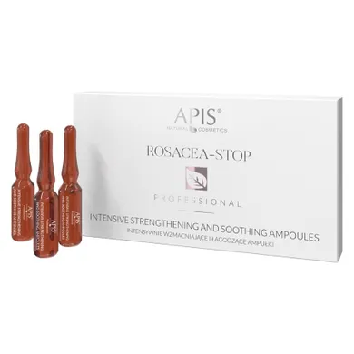 APIS, Rosacea-Stop, intensywnie wzmacniające i łagodzące ampułki dla cery z trądzikiem różowatym i wrażliwej, 10-3ml