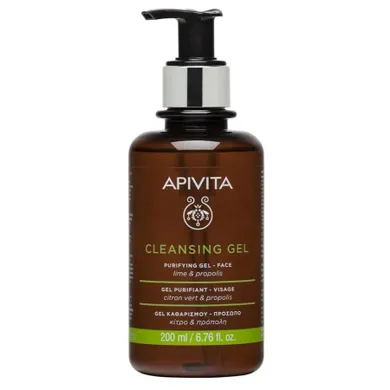 Apivita, Cleansing Gel Purifying, oczyszczający żel do twarzy z limonką i propolisem, 200 ml
