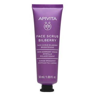 Apivita, Face Scrub Bilberry, rozświetlający peeling do twarzy z borówką, 50 ml