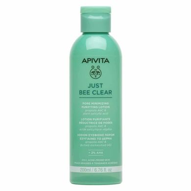 Apivita, Just Bee Clear Pore Minimizing Purifying Lotion, matujący tonik oczyszczający do cery tłustej, 200 ml