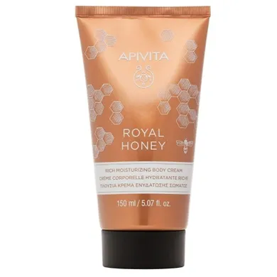 Apivita, Royal Honey Rich Moisturizing Body Cream, nawilżający krem do ciała o bogatej konsystencji z miodem tymiankowym, 150 ml