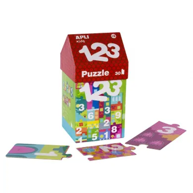 Apli Kids, Cyfry, puzzle w kartonowym domku, 30 elementy