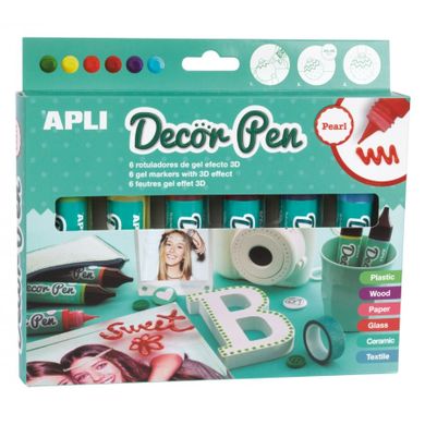 Apli Kids, markery żelowe z efektem 3D, perłowe, 6 kolorów