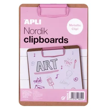 Apli, podkładka do pisania, clipboard, A5 drewniany, różowy