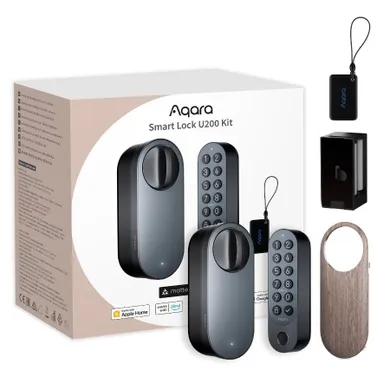 Aqara, Smart Lock U200 Kit, inteligentny zamek do drzwi, czarny