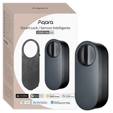 Aqara, Smart Lock U200 Lite, inteligentny zamek do drzwi, czarny, HomeKit, Thread, Bluetooth 5.1, NFC