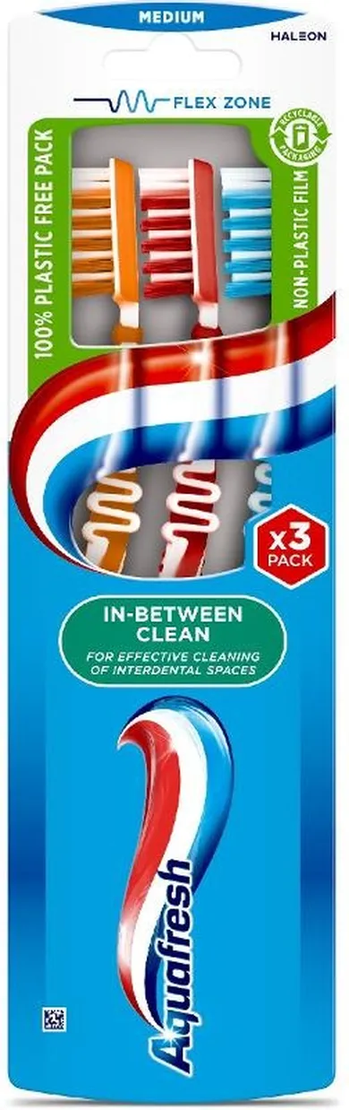 Aquafresh, szczoteczka do zębów in-between clean, medium, 3 szt.