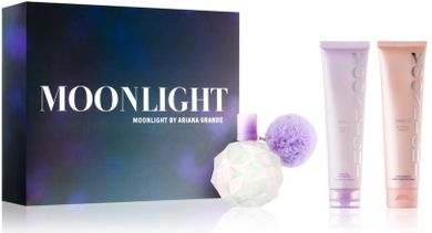 Ariana Grande, Moonlight, zestaw, woda perfumowana, spray, 100 ml + balsam do ciała, 100 ml + żel pod prysznic, 100 ml