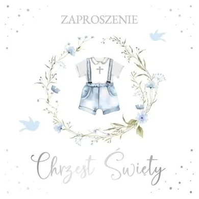 Armin Style, zaproszenie z kopertą, chrzest, 13-13 cm, 10 szt.