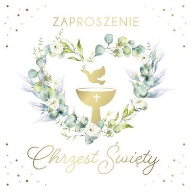 Armin Style, zaproszenie z kopertą, chrzest, 13-13 cm, 10 szt.