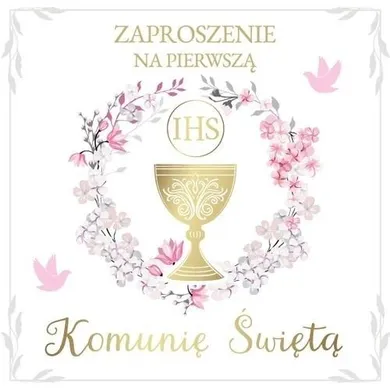 Armin Style, zaproszenie z kopertą, komunia, 13-13 cm, 10 szt.