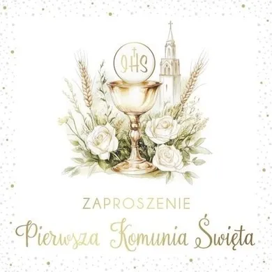 Armin Style, zaproszenie z kopertą, komunia, 13-13 cm, 10 szt.