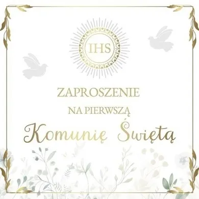 Armin Style, zaproszenie z kopertą, komunia, 13-13 cm, 10 szt.
