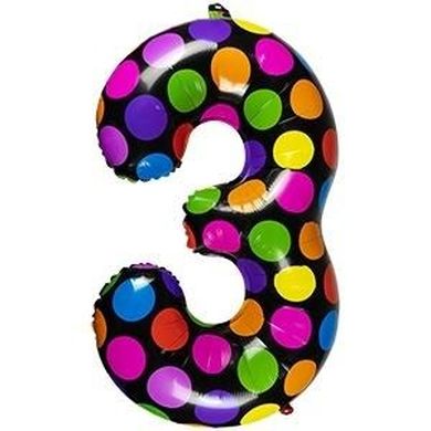 Arpex, balon foliowy, cyferka 3, w kropki