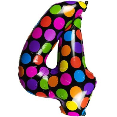 Arpex, balon foliowy, cyferka 4, w kropki