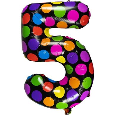 Arpex, balon foliowy, cyferka 5, w kropki