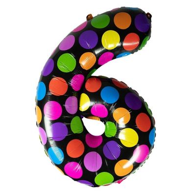 Arpex, balon foliowy, cyferka 6, w kropki