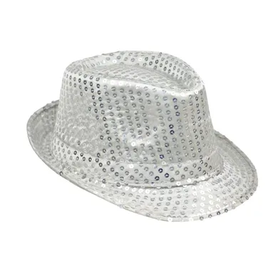 Arpex, kapelusz, cekiny, srebrny
