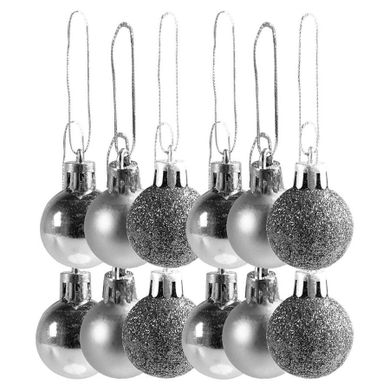 Arpex, mini bombki choinkowe, srebrne, 12 szt.