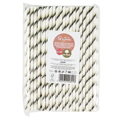 Arpex, słomki papierowe, łamane, czarne, 144 szt.