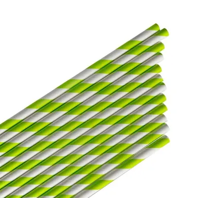 Arpex, słomki papierowe, paski, limonkowe, 144 szt.