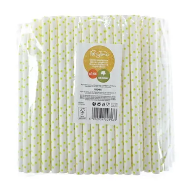 Arpex, słomki papierowe, shake, 8 mm, żółte, 144 szt.