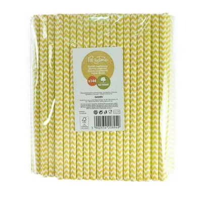 Arpex, słomki papierowe, shake, 8 mm, żółte, 144 szt.