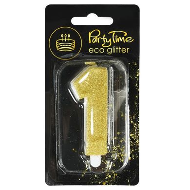 Arpex, świeczka, cyfra 1, eko-brokat