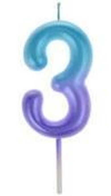 Arpex, świeczka, cyfra 3, ombre