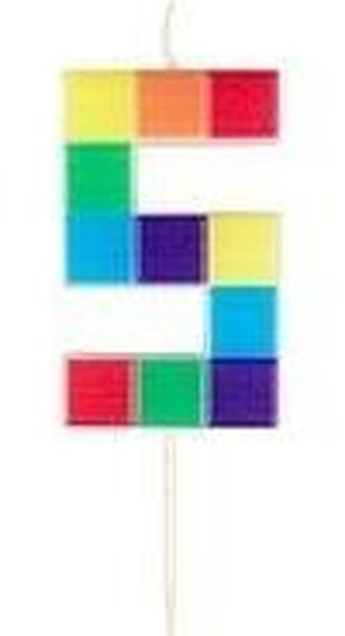 Arpex, świeczka urodzinowa, cyfra 5, klocki, 7 cm