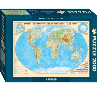ArtGlob, Świat fizyczny mapa 1:35 000 000, puzzle, 2000 elementów