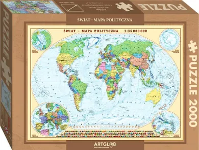 Artglob, Świat polityczny mapa, puzzle, 2000 elementów