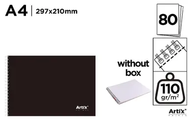 Artix, blok rysunkowy, A4, 80 kartek, 110g