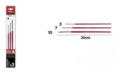 Artix, pędzle syntetyczne, okrągłe, 3 szt.