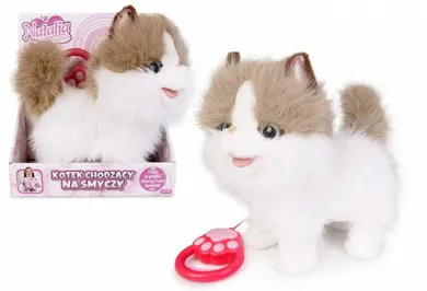 Artyk, kot chodzący na smyczy, zabawka interaktywna, biało rudy
