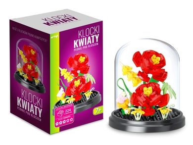 Artyk, kwiaty peonie, klocki pod kloszem, 224 elementów