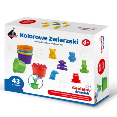 Askato, Genialny Dzieciak, Kolorowe Zwierzaki, liczmany, 43 elementy