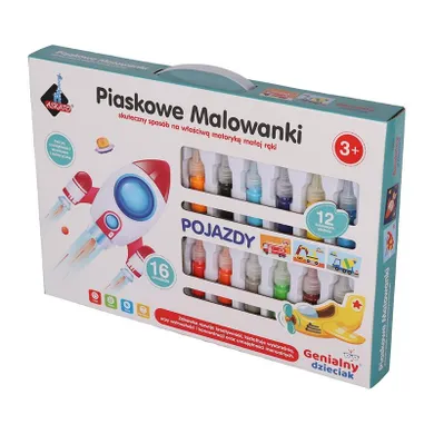 Askato, Genialny dzieciak, piaskowa malowanka pojazdy