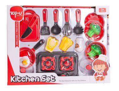 Askato, kuchenka, patelnia, garnek, talerze i akcesoria, zestaw kucharza